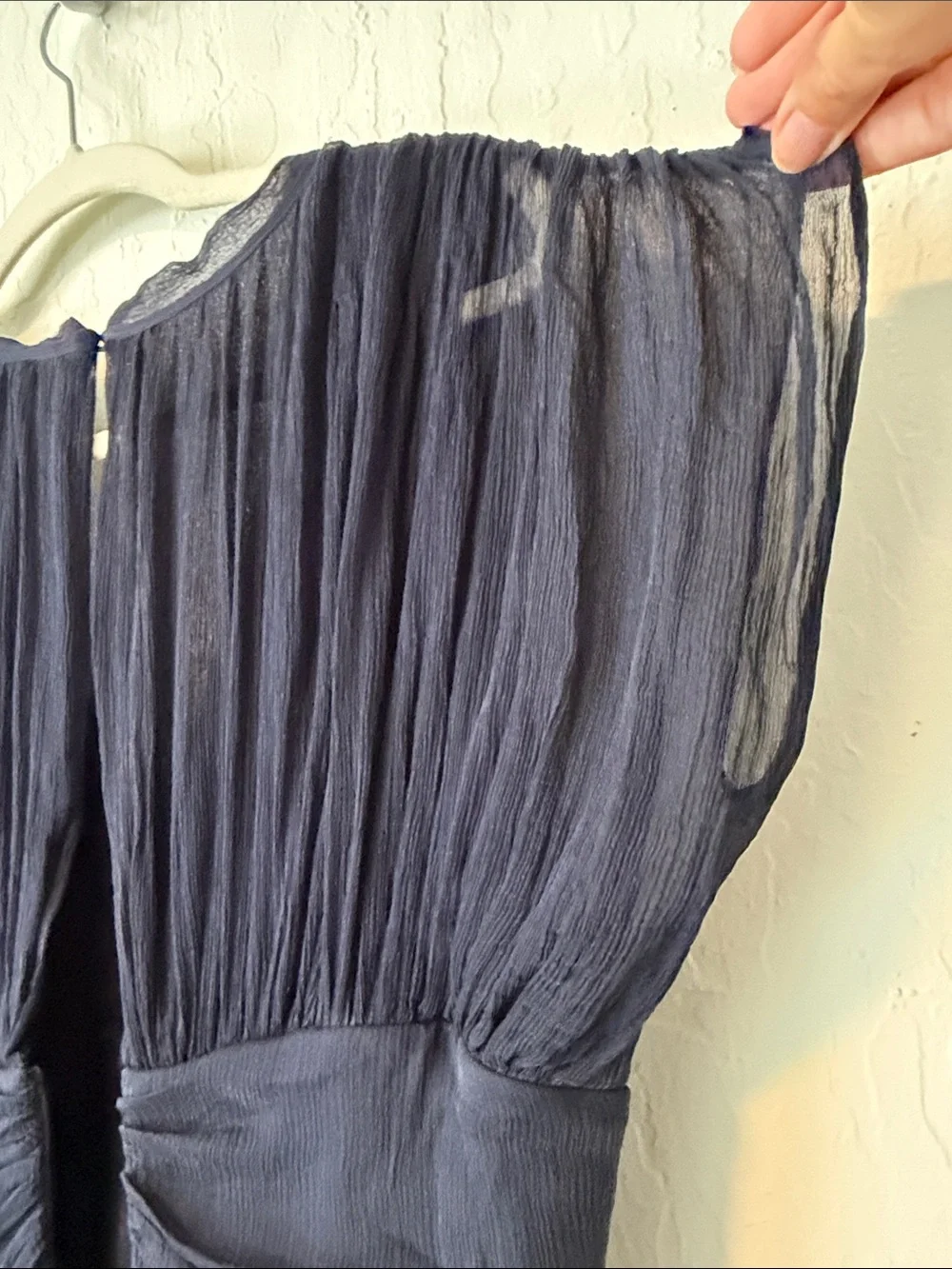 DVF Silk Navy Layered Draped V-Neck Cocktail Dress - Picture 7 of 9